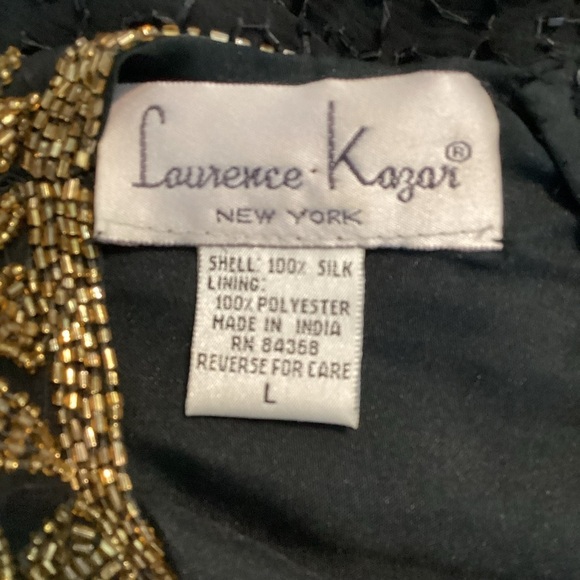 Lawrence Kazar Vintage Beaded Top Size L Black Gold - Picture 6 of 6